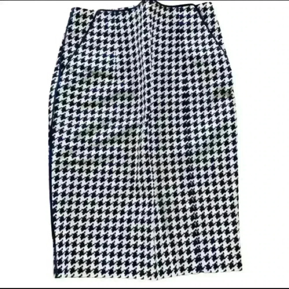 H&M HOUNDSTOOTH SKIRT  BLUE & WHITE SIZE 2 - Picture 1 of 7